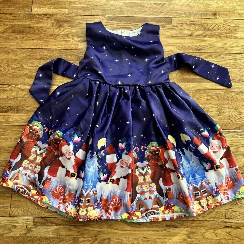 Girls Christmas Dress Fancy Santa Christmas Formal Dress Festival Girls Party D